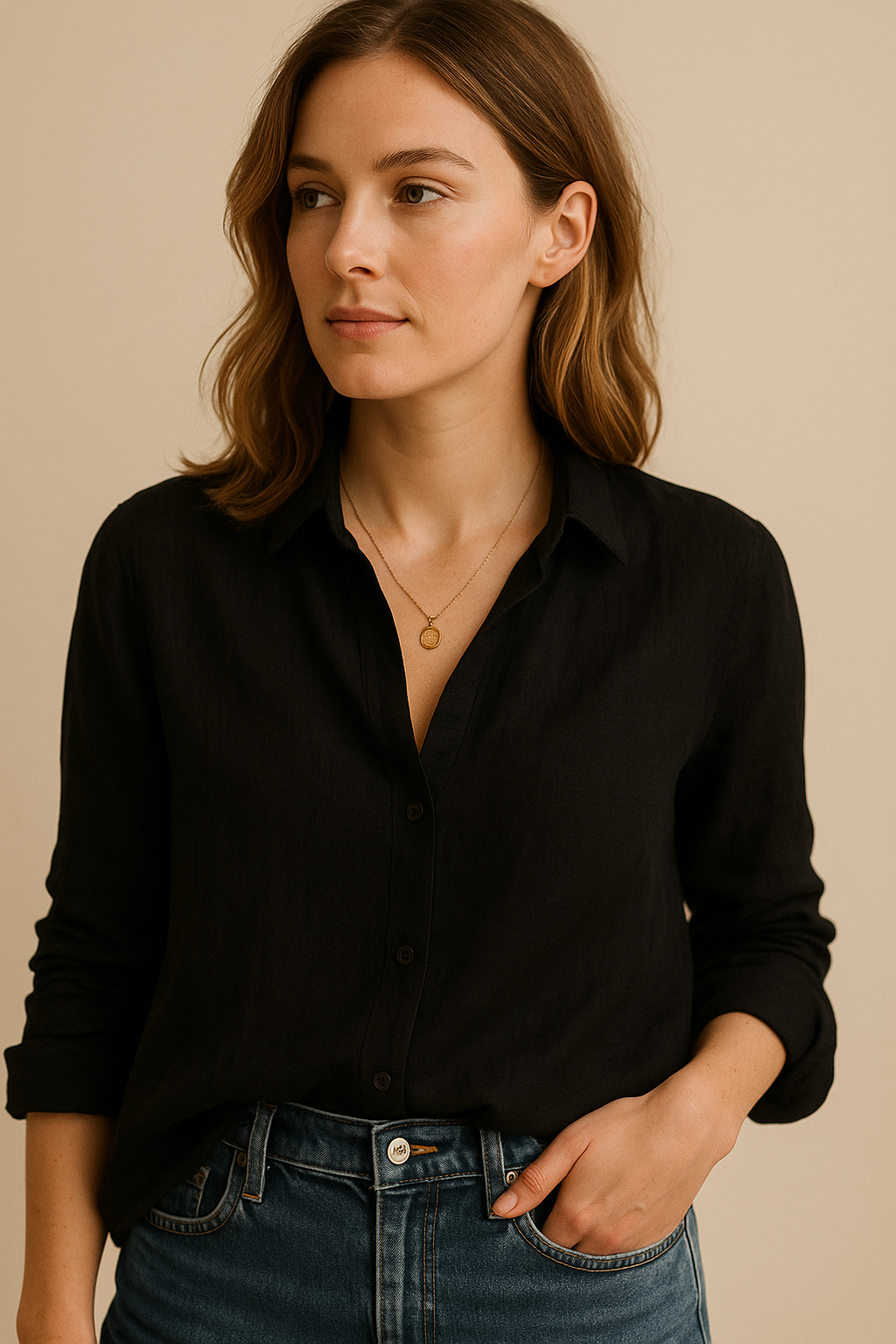 Chic Langermet Bluse med Reverskrage for Alle Anledninger