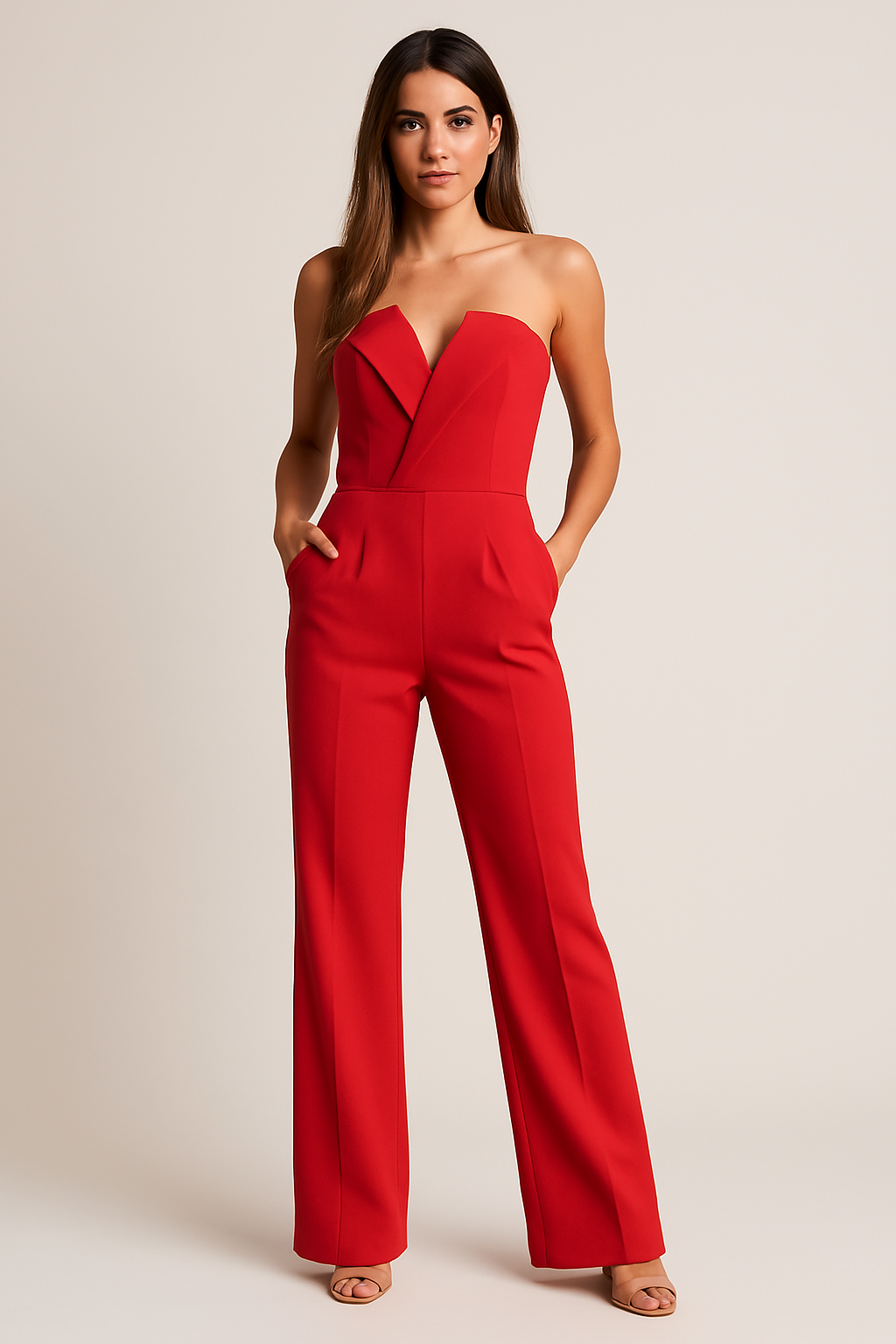 Chic Kvinne V-Hals Bred Ben Jumpsuit for Enhver Anledning