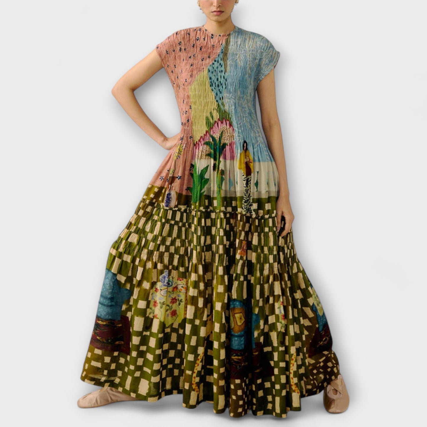 Amara Dyreprint Plisserte Kjole for Stilige Anledninger