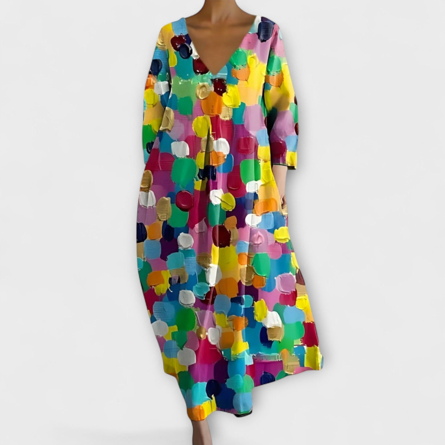 Vibrant V-Hals Maxi Kjole for Alle Anledninger