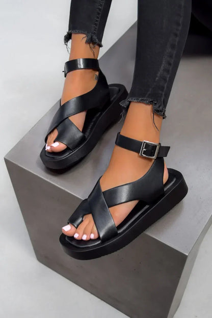 Chic Criss-Cross Ankelrem Plattform Sandaler