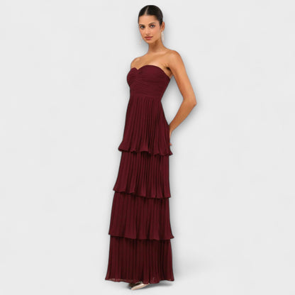 Lorena - Chic Strapless Lagdelt Maxikjole for Spesielle Anledninger