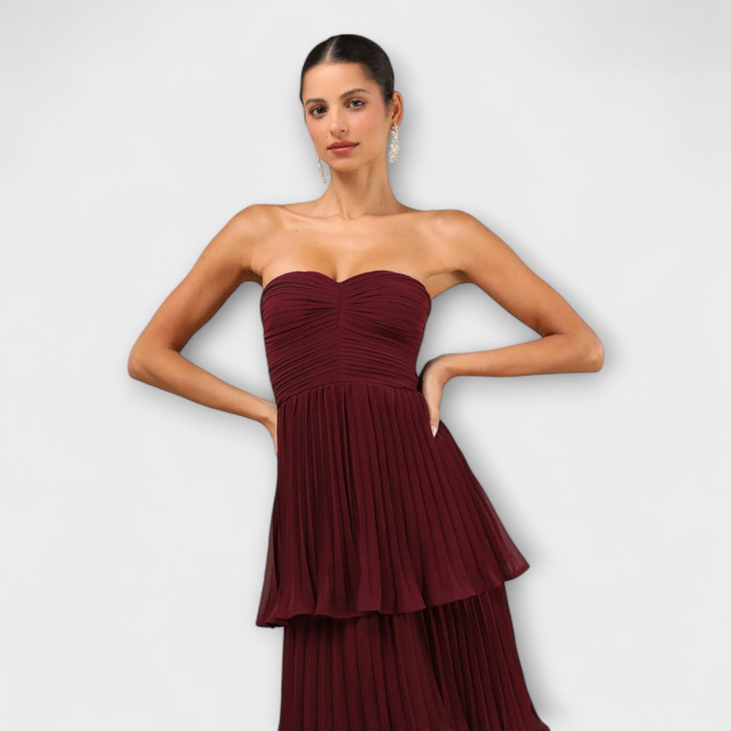 Lorena - Chic Strapless Lagdelt Maxikjole for Spesielle Anledninger