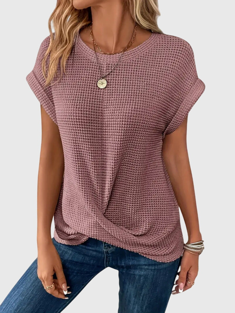 Isa™ | Chic Crew Neck Bluse for Alle Anledninger