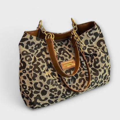Olivia - Stilig Leopardmønstret Canvas Tote for Daglige Eventyr