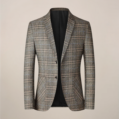 Menns Brodert Slim Fit Blazer – Stilig Jakke med Én Knapper for Formelle Anledninger