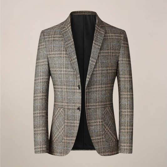 Menns Brodert Slim Fit Blazer – Stilig Jakke med Én Knapper for Formelle Anledninger