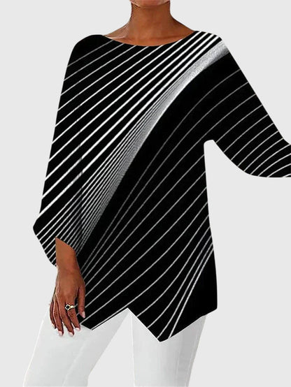 Alayah™ | Chic Crew Neck Bluse for Hverdagsbruk