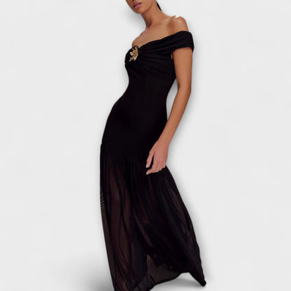 Blomsterdekorert Strapless Maxi Kjole for Arrangementer