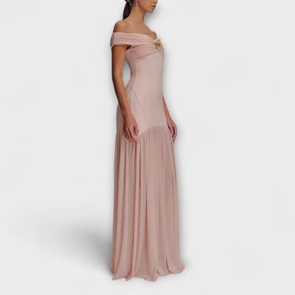 Blomsterdekorert Strapless Maxi Kjole for Arrangementer