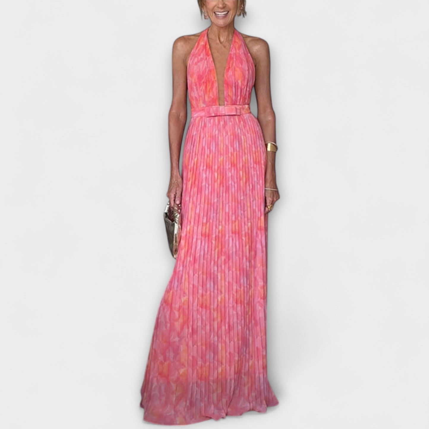 Seraphina - Elegant Halter Neck Plisserte Maxikjole for Arrangementer