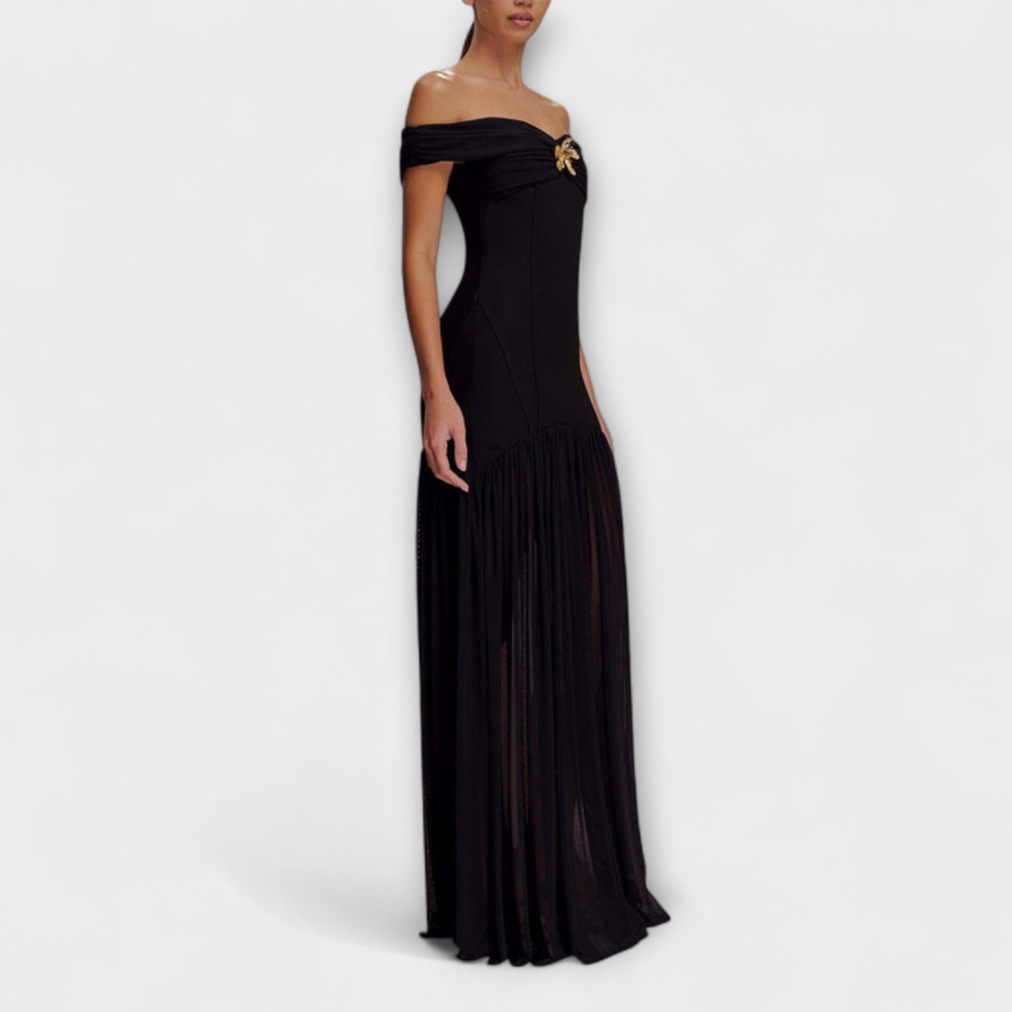 Blomsterdekorert Strapless Maxi Kjole for Arrangementer