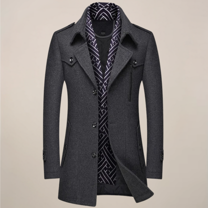 Herre Ull-Stil Overcoat for Vinterbruk