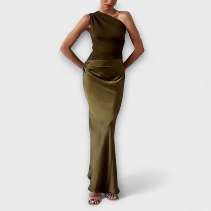 Chic One-Shoulder Plisserte Ballkjole for Spesielle Anledninger