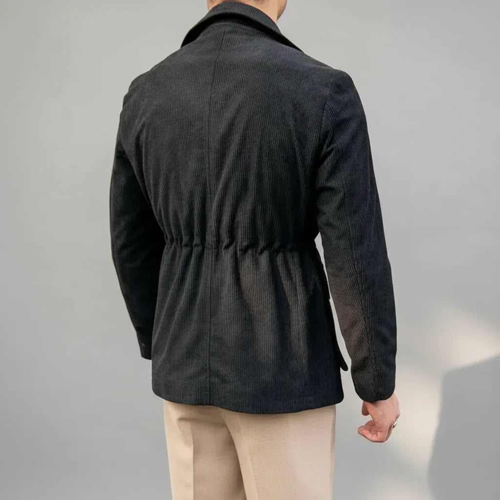 Herre Herringbone Blazer med Gullfargede Detaljer