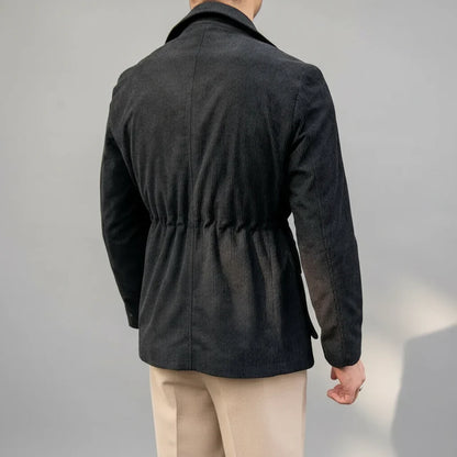 Herre Herringbone Blazer med Gullfargede Detaljer