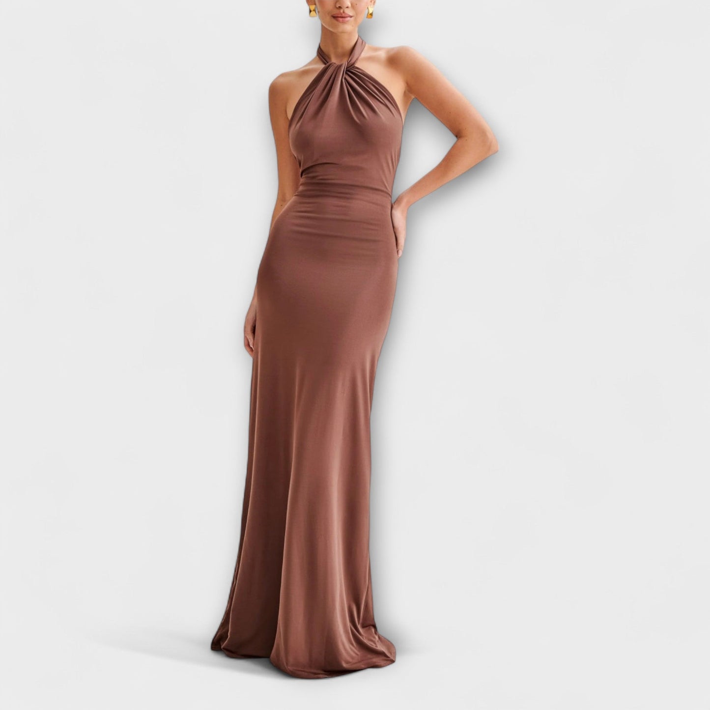 Lagoon - Chic Slinky Halter Maxi Kjole for Alle Anledninger