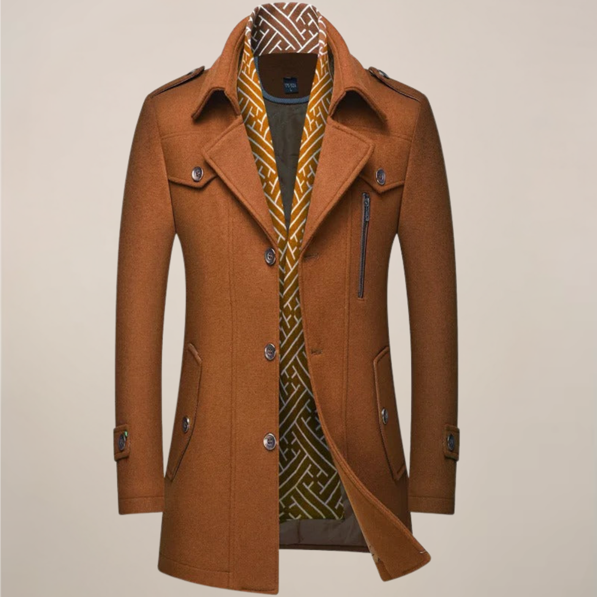 Herre Ull-Stil Overcoat for Vinterbruk