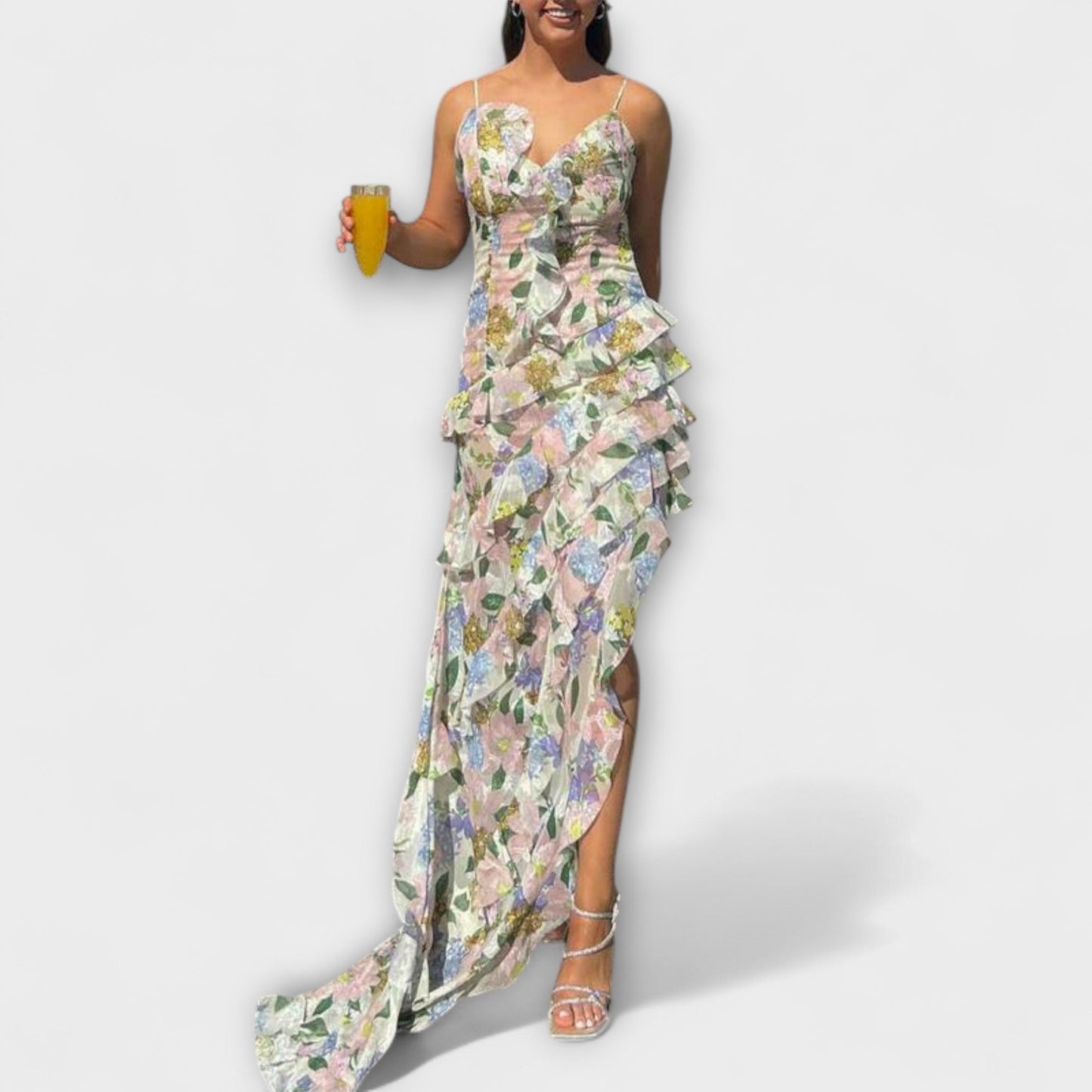 Chic Rynket Kjole med Stroppeprint for Enhver Anledning