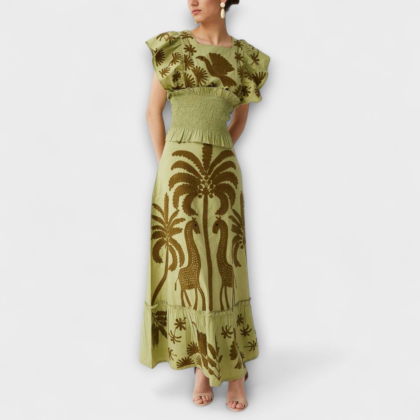 Chic Palm Tree Print Kjole for Sommerarrangementer