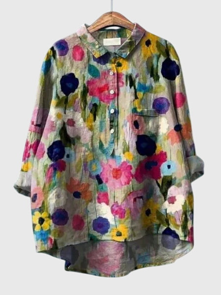 Valeria™ - Blomstrete Chiffon Bluse for Hverdagsbruk