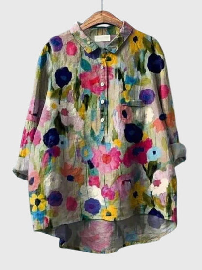 Valeria™ - Blomstrete Chiffon Bluse for Hverdagsbruk