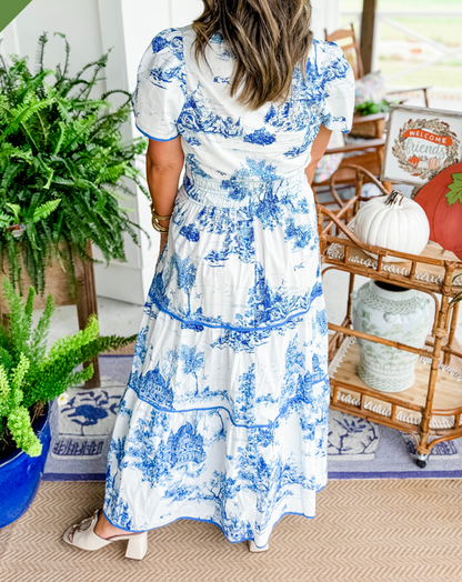 Eliza | Klassisk Toile Maxi Kjole for Alle Anledninger