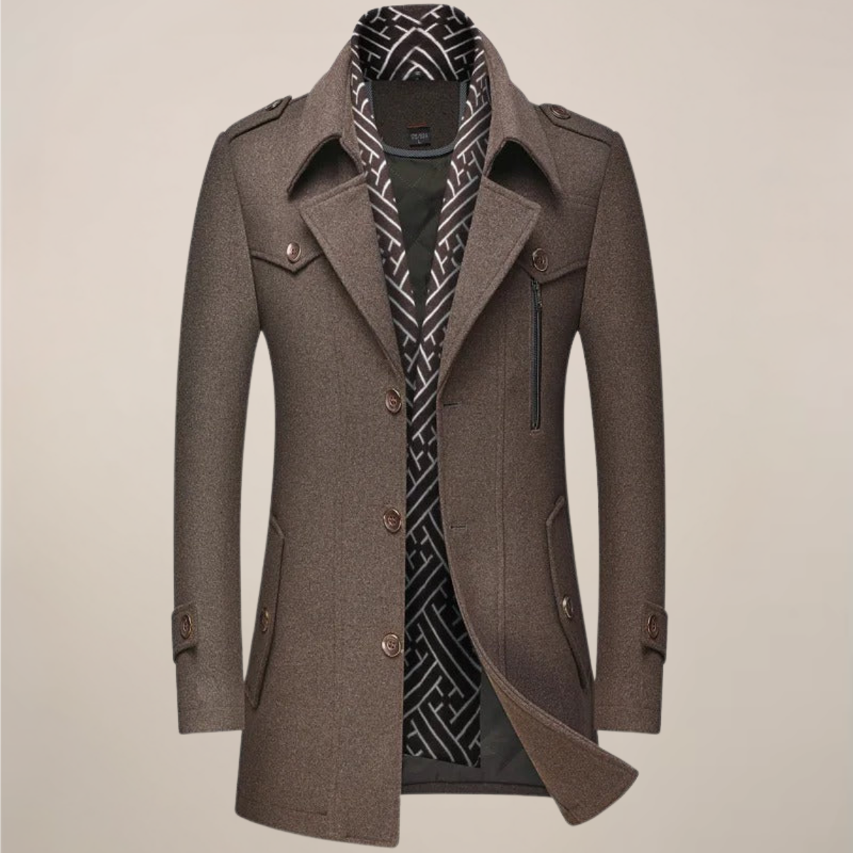 Herre Ull-Stil Overcoat for Vinterbruk