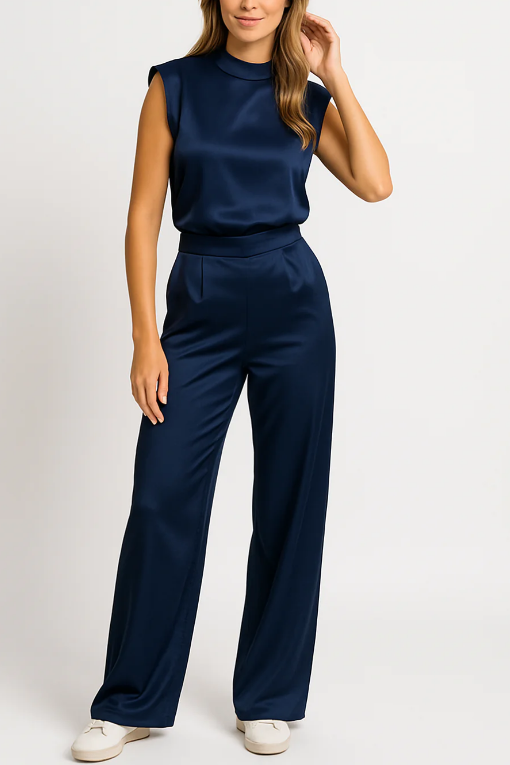 Chic Høy Hals Bred Ben Jumpsuit for Formelle Anledninger