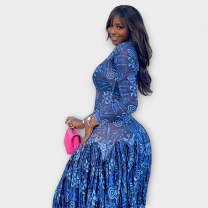 Mia Maxi Kjole i Blomster Mesh for Arrangementer