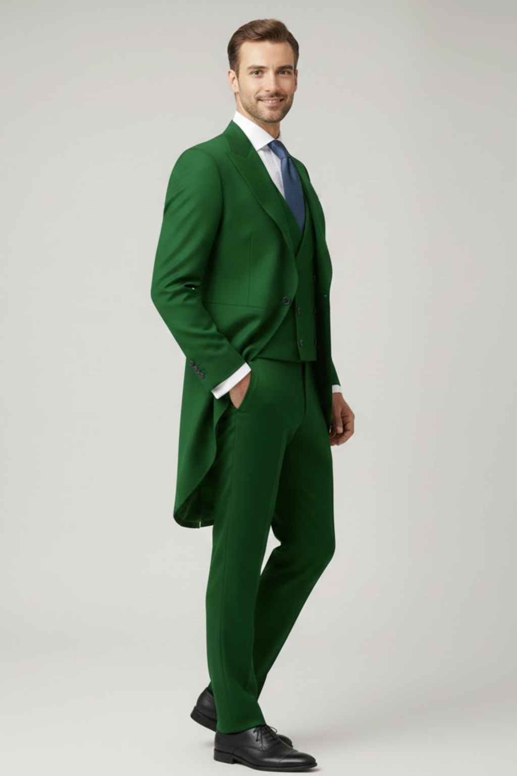 Herres Klassiske Frakkedress – Formell Tre-delt Bekledning for Black-Tie Anledninger