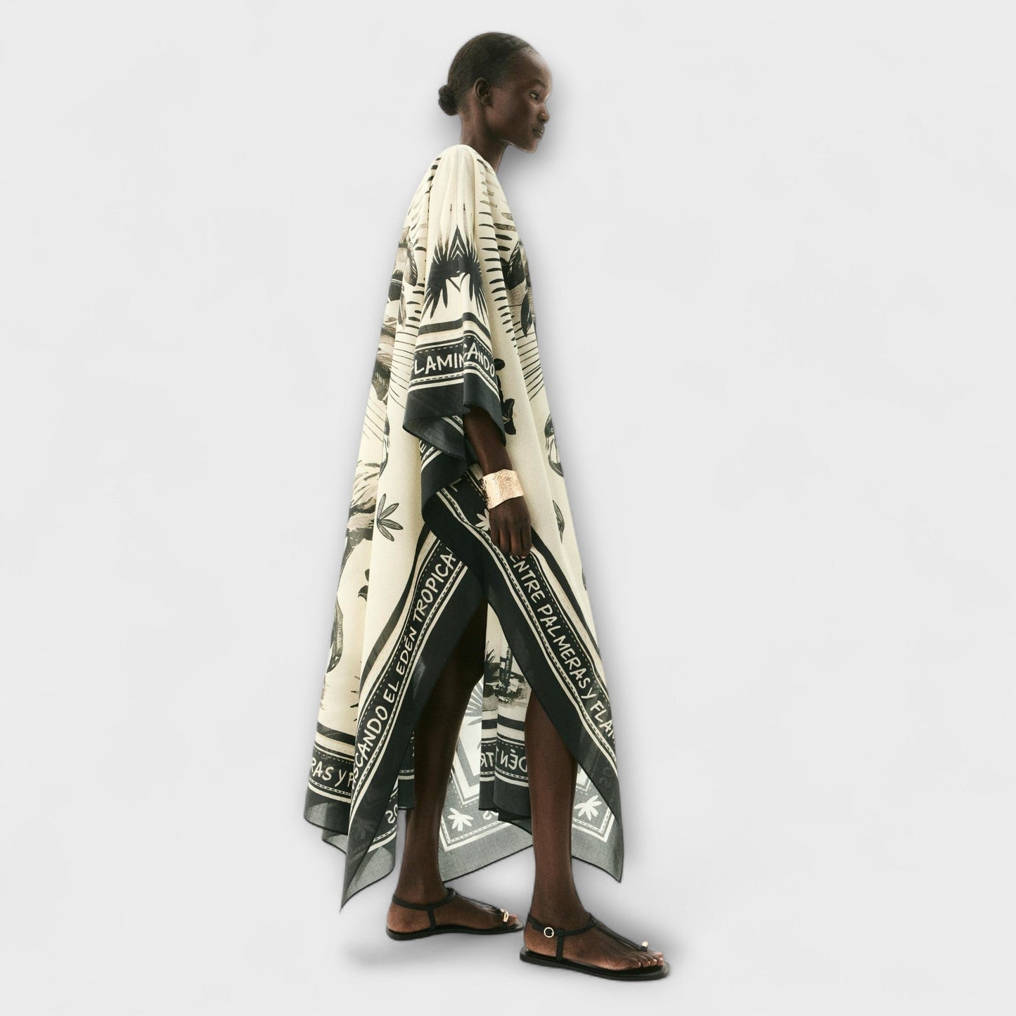 Melissa - Vibrant Flamingo Print Maxi Kaftan Kjole for Strandbruk