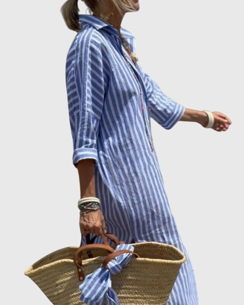 Ellen™ | Chic Stripete Kjole for Enhver Anledning