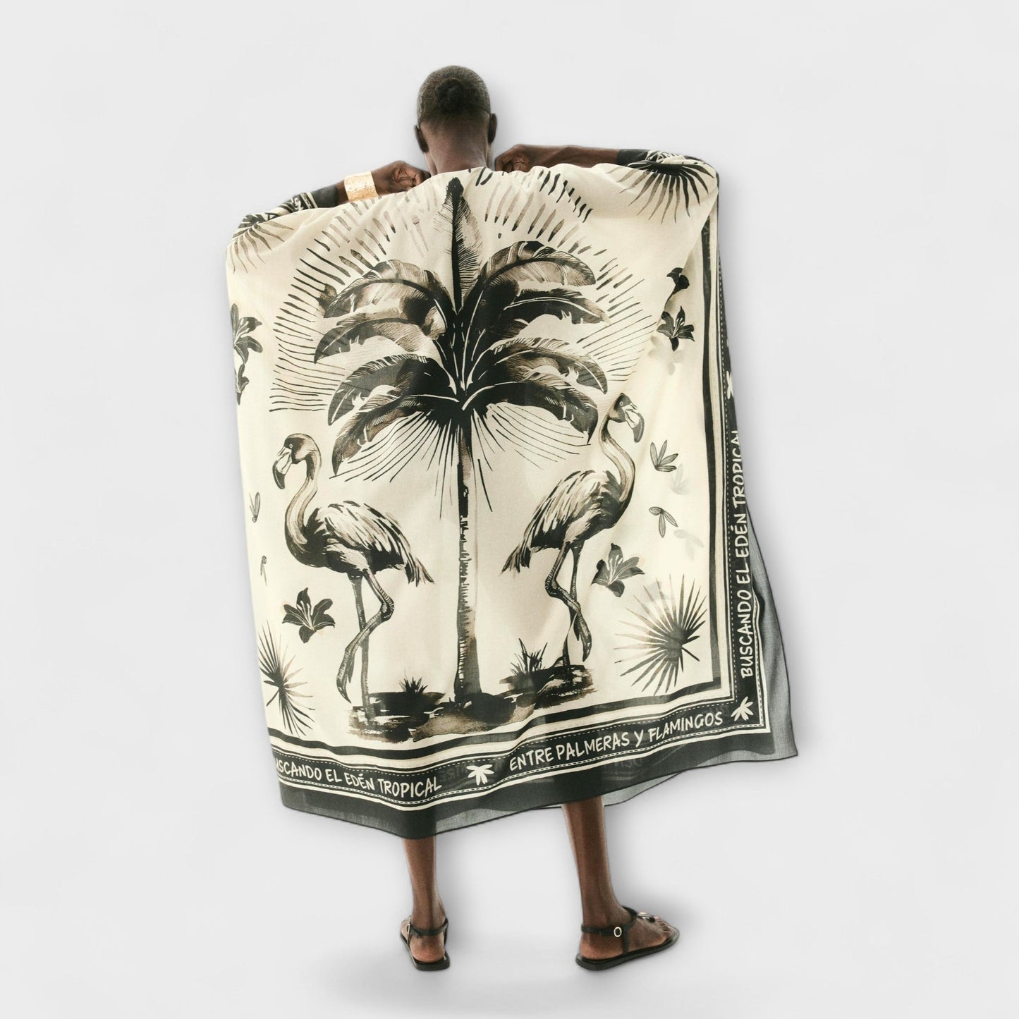 Melissa - Vibrant Flamingo Print Maxi Kaftan Kjole for Strandbruk