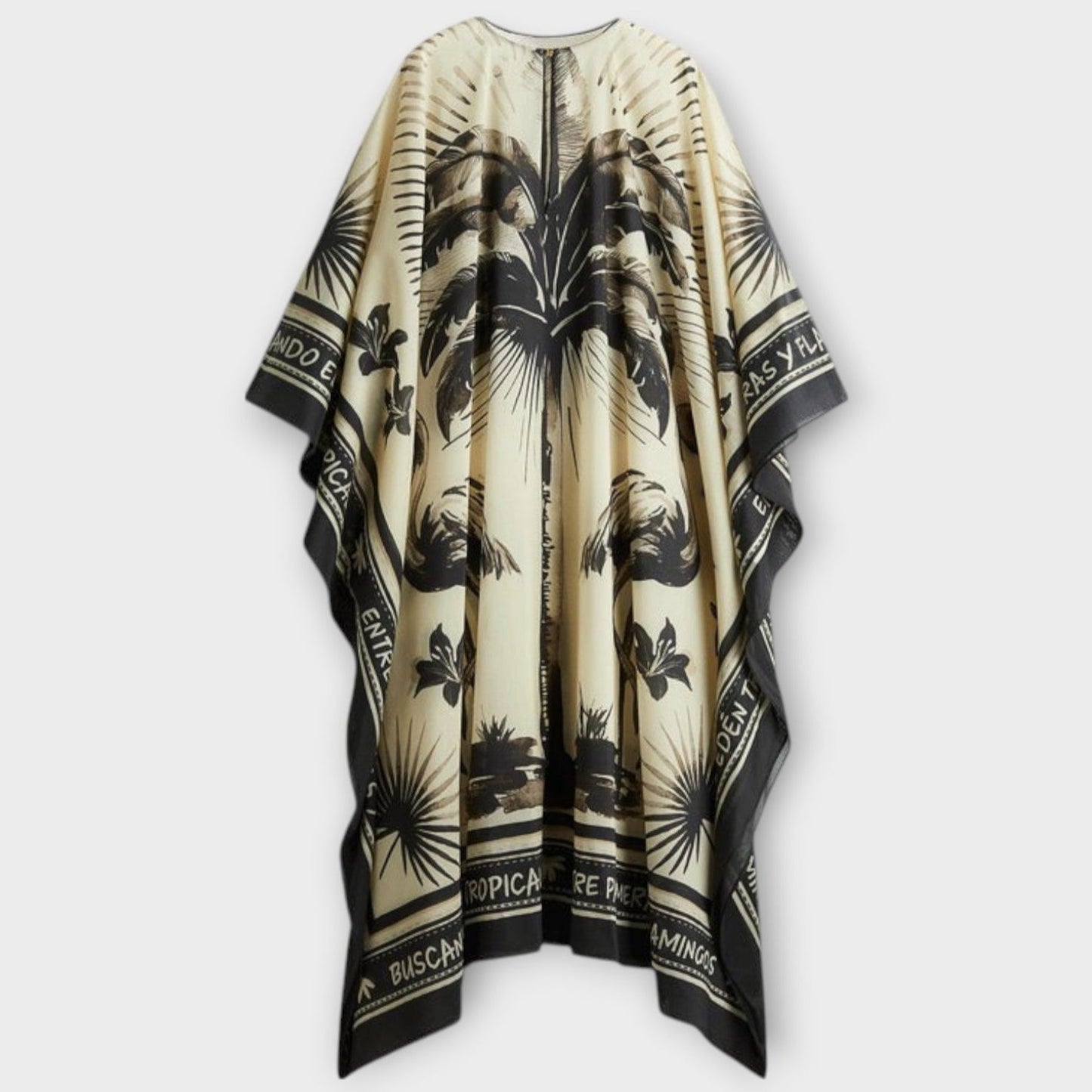 Melissa - Vibrant Flamingo Print Maxi Kaftan Kjole for Strandbruk