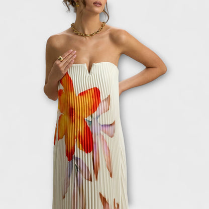 Michelle Orange Blomster Maxi Kjole for Spesielle Anledninger