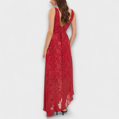 Opal - Chic Uten Rygg Jacquard Maxi Kjole for Arrangementer