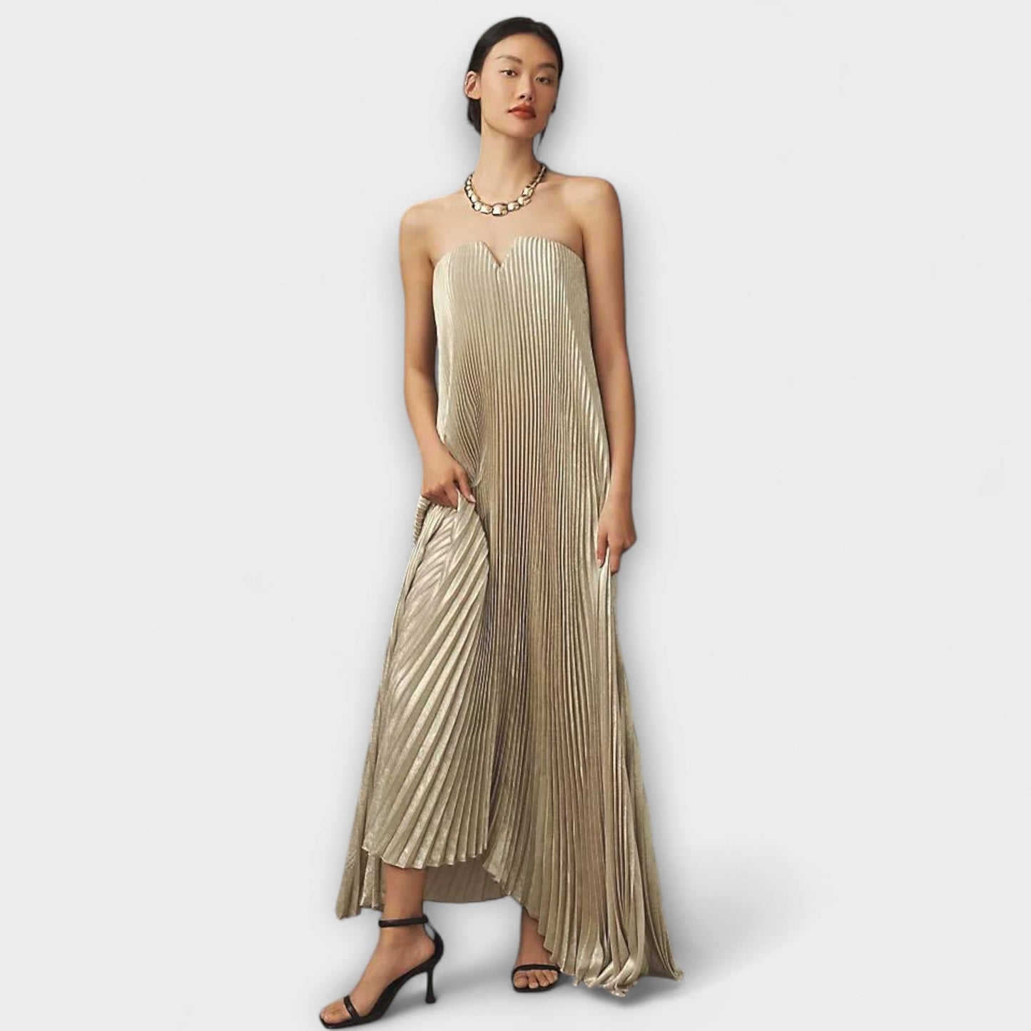 Michelle Orange Blomster Maxi Kjole for Spesielle Anledninger