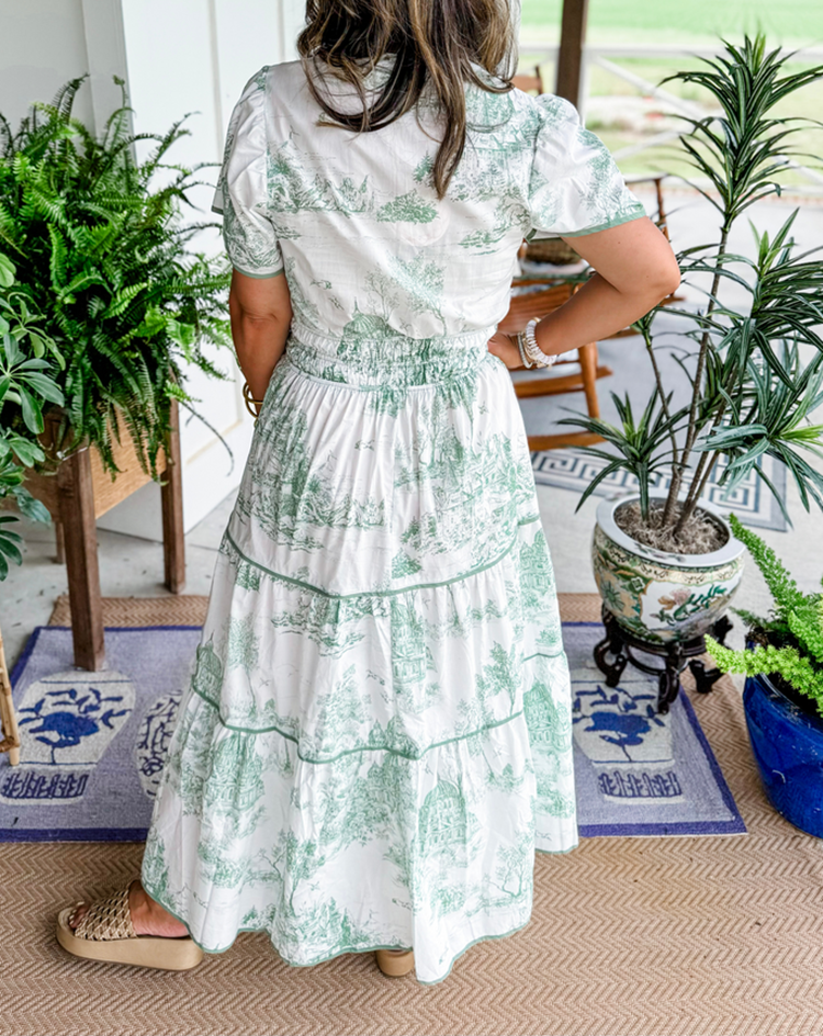 Eliza | Klassisk Toile Maxi Kjole for Enhver Anledning