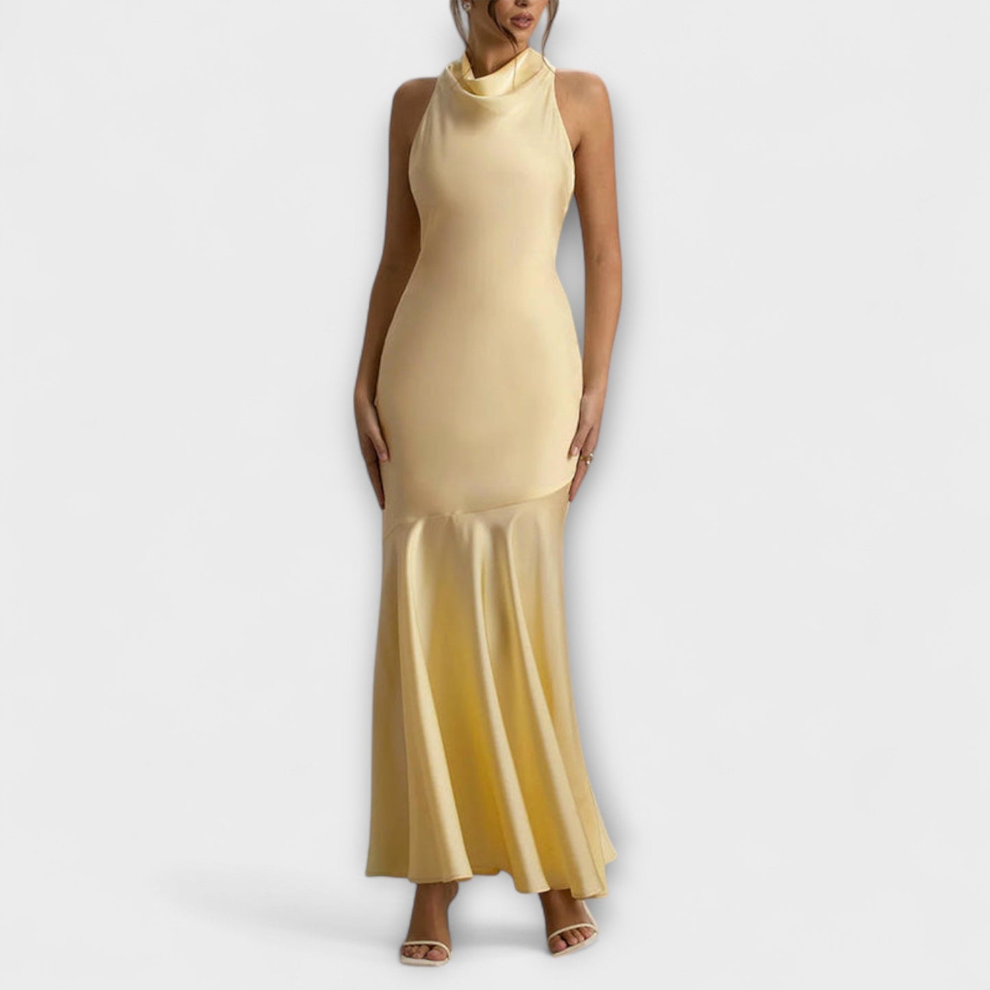 Satin Maxi Kjole for Spesielle Anledninger