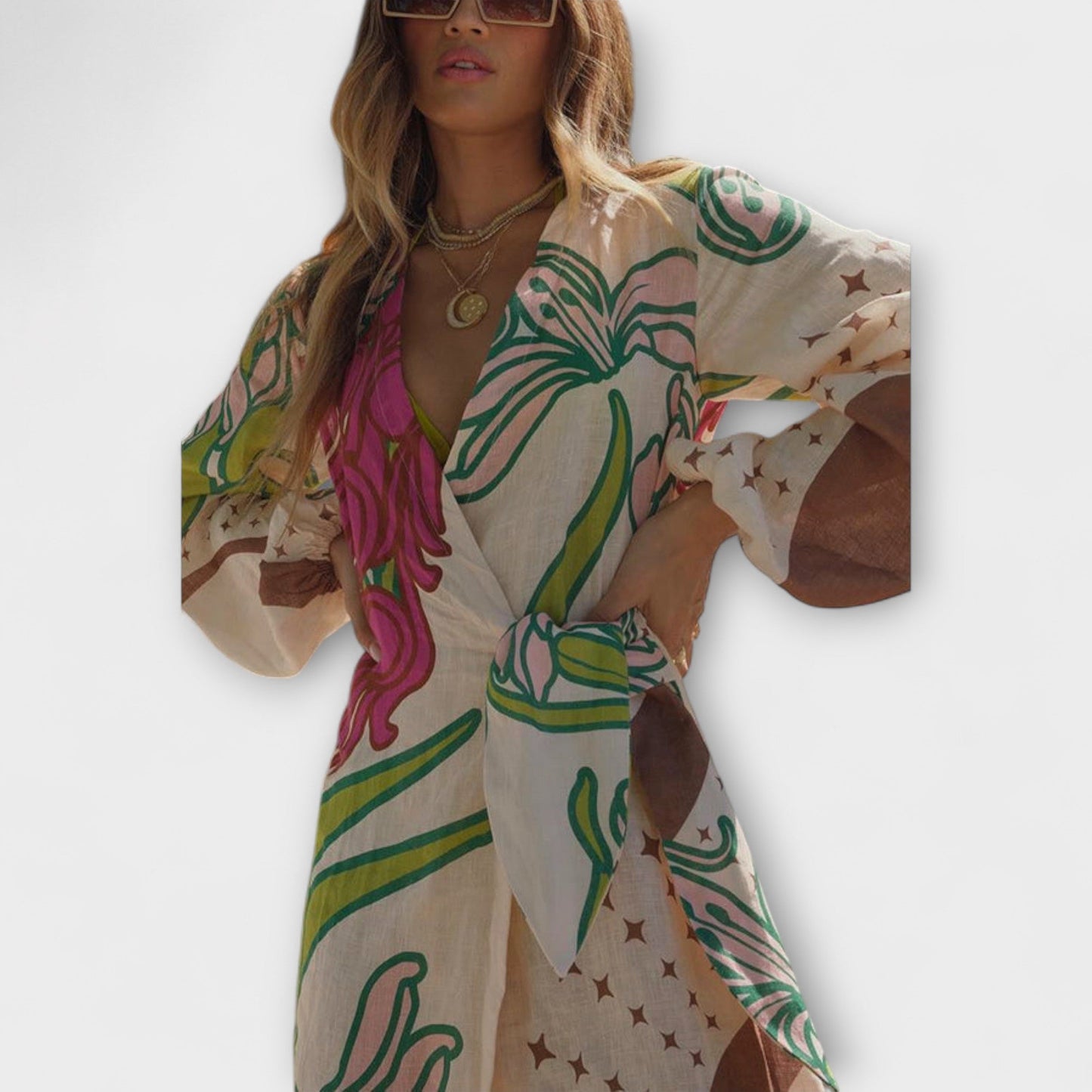 Tracey - Stilig Maxi Kjole med Slips for Enhver Anledning