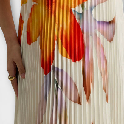 Michelle Orange Blomster Maxi Kjole for Spesielle Anledninger