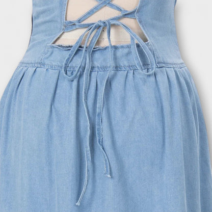 Denim Blå Strapless Kjole for Stilige Anledninger