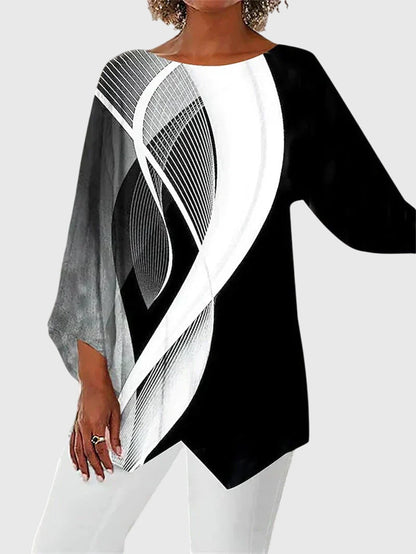 Alayah™ | Chic Crew Neck Bluse for Hverdagsbruk