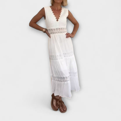 Aurélie - Chic V-hals Blonde Kveldsdrakt