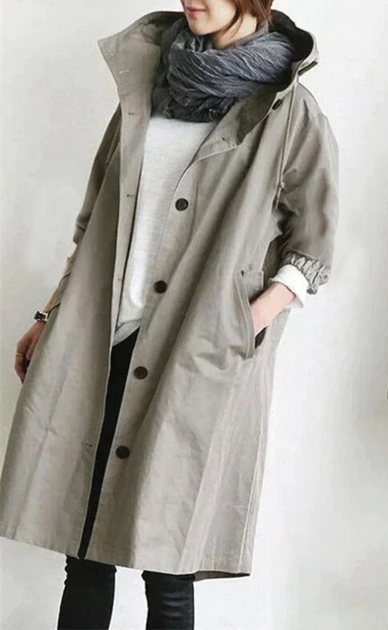 Anna - Stilig Hette Trench Coat for Alle Anledninger