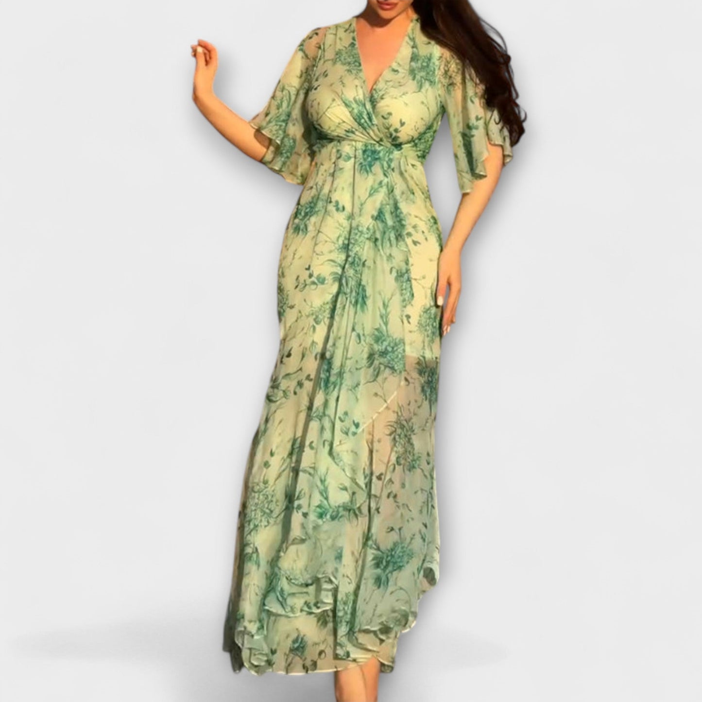 Blomstrete V-hals Kjole for Alle Anledninger