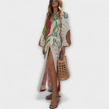 Tracey - Stilig Maxi Kjole med Slips for Enhver Anledning