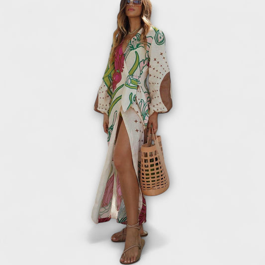 Tracey - Stilig Maxi Kjole med Slips for Enhver Anledning