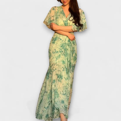 Blomstrete V-hals Kjole for Alle Anledninger